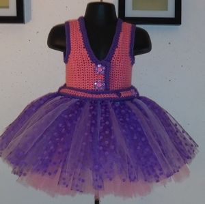 4pc.Purple Polka dot & Pink Tutu Vest Dress Set! Made by KrEaTiVe KrOcHeTs By TW